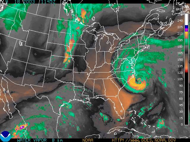 current color enhanced goes east water vapor image